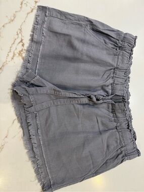 Rewash High-Waist Frayed Hem Shorts - Gray